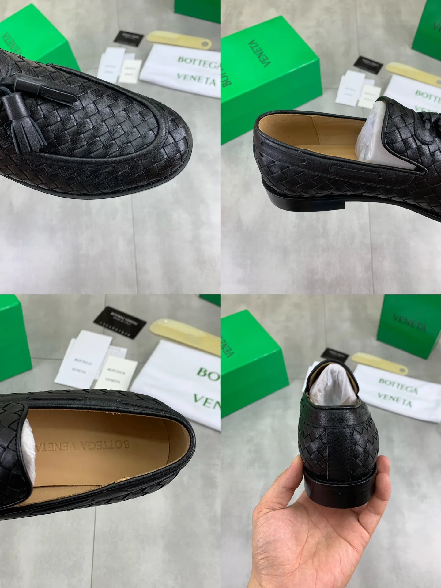 Factory price P860💰Top quality (genuine leather outsole series)💎💎💎 BOTTEGA VENETA official website synchronizes the latest model, top version of the highest version of BV business leather shoes in the market, accept material comparison, shoe type comparison, process comparison, practical and textured, versatile and suitable for any occasion, the more you look at it, the more flavorful it becomes. Pure hand-woven craftsmanship - upper material, imported original hand-woven calfskin - high-quality water-dyed cowhide inside - original private model customized handmade leather outsole -Size: female 35-39 (34 40 customized) male 39-44 (38 45 customized) Comes with original BV green box, complete packaging.